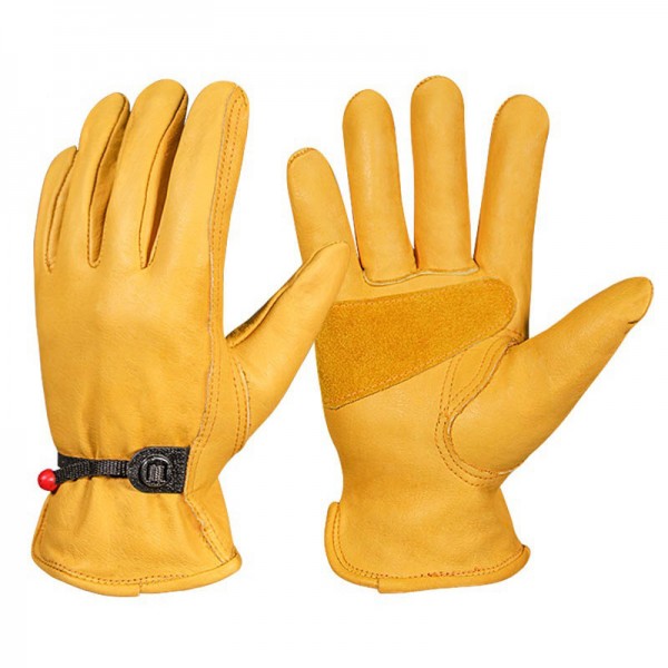 Leather Wear-Resistant Labor Protection Gloves in Yellow