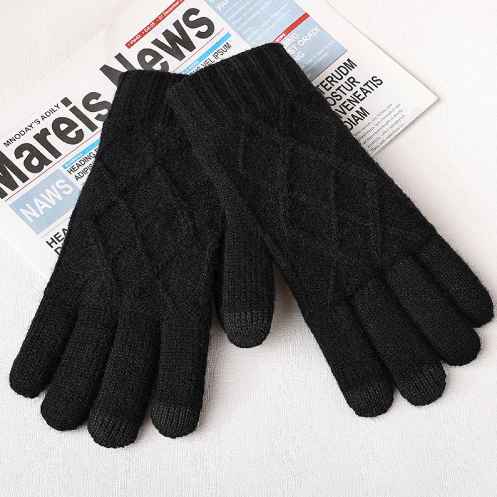 Winter Ladies Knitted Thermal Gloves in Black - SGHFY0038-B