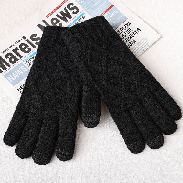 Winter Ladies Knitted Thermal Gloves in Black