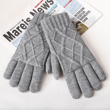 Winter Ladies Knitted Thermal Gloves in Gray