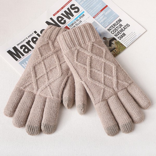 Winter Ladies Knitted Thermal Gloves in Khaki