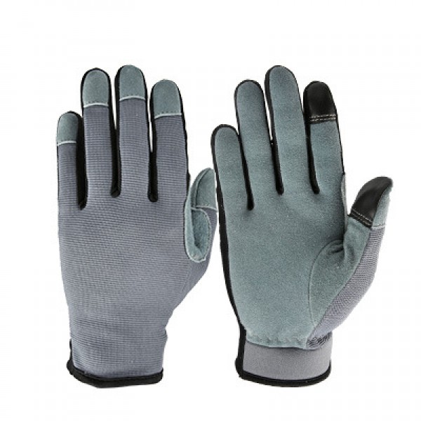 Touch Screen Breathable Labor Protection Gloves in Gray