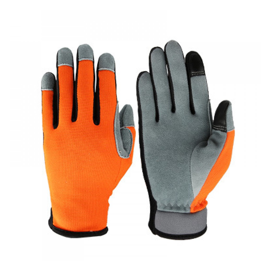 Touch Screen Breathable Labor Protection Gloves in Orange and Gray - SGHFY0039-OG