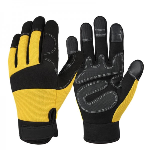 Touch Screen Labor Insurance Gardening Gloves in Yellow and Black