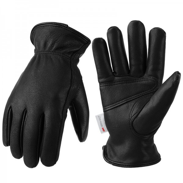 Winter Sheepskin Warm Work Gloves in Black