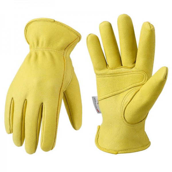 Winter Sheepskin Warm Work Gloves in Yellow