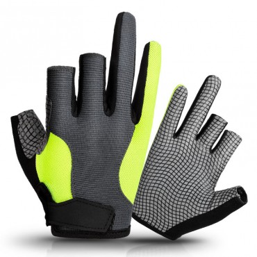 Outdoor Non-Slip Wear-Resistant Fishing Gloves in Gray and Green