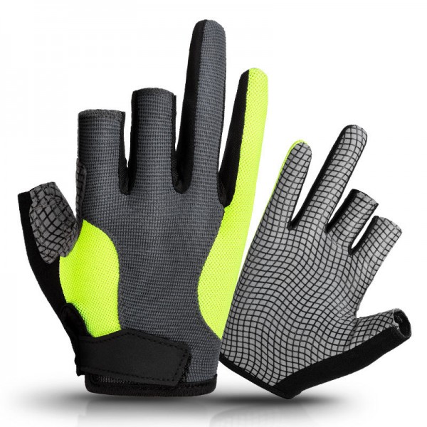 Outdoor Non-Slip Wear-Resistant Fishing Gloves in Gray and Green