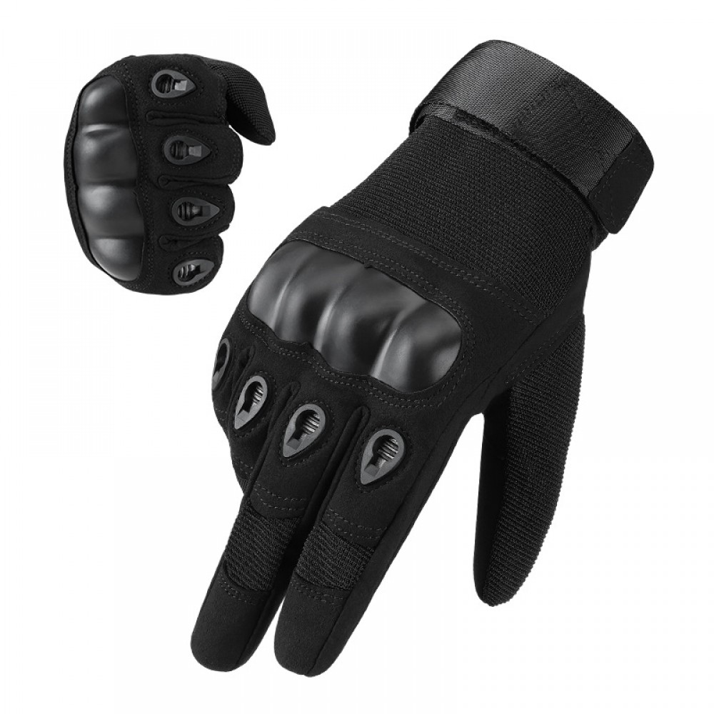 Mens Hard Shell Protective Tactical Gloves in Black - SGHFY0044-B