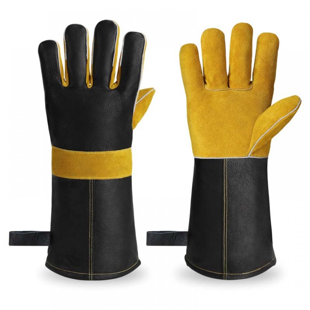 High Temperature Resistant Outdoor Barbecue Gloves in Black and Yellow - SGHFY0045-YB