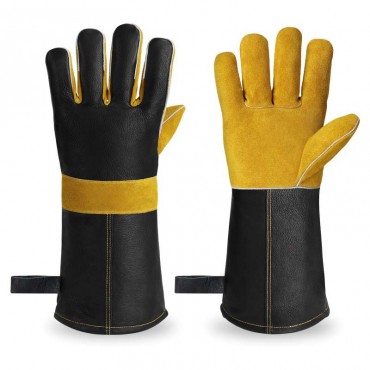 High Temperature Resistant Outdoor Barbecue Gloves in Black and Yellow