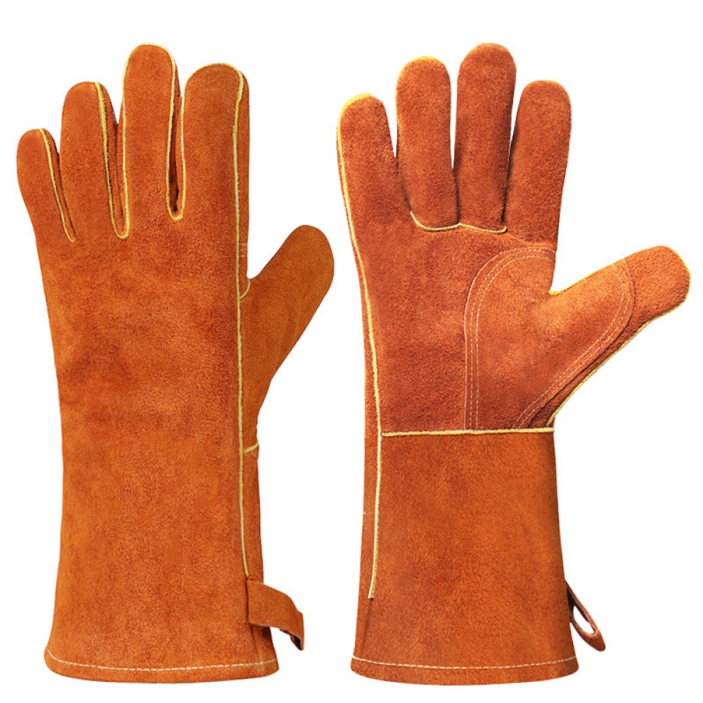Flame Retardant High Temperature Resistant Welding Gloves in Brown - SGHFY0049-B