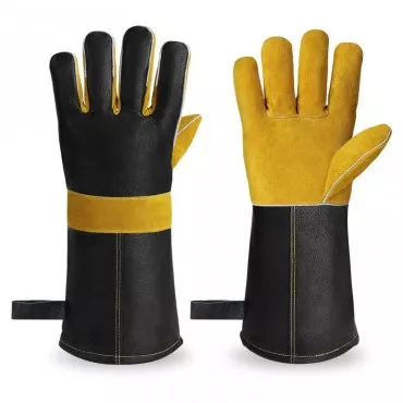 High Temperature Resistant Outdoor Barbecue Gloves in Black and Yellow
