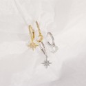 Asymmetric Crescent Moon and Star Dangle Earrings - MLYH008