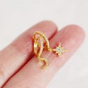 Asymmetric Crescent Moon and Star Dangle Earrings - MLYH008