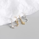 Crescent Moon and Eight Awn Star Dangle Earrings - MLYH014