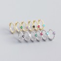 6 Colors Round Gemstone Hoop Earrings - MLYH035
