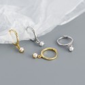 Metallic Style Pearl Dangle Earrings - MLYH047