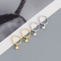 Metallic Style Pearl Dangle Earrings - MLYH047