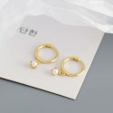Metallic Style Pearl Dangle Earrings - MLYH047