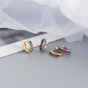 Elegant Square Gemstone Hoop Earrings - MLYH048