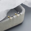 Metallic Style Stackable Pearl Stud Earrings - MLYH050