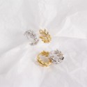 Pave Sparkling Leaf Hoop Earrings - MLYH052