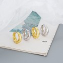 Metallic Style Twill Hoop Earrings - MLYH056