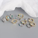 Elegant Halo Rectangular Gemstone Hoop Earrings - MLYH058