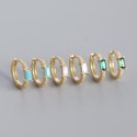 Elegant Halo Rectangular Gemstone Hoop Earrings - MLYH058