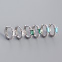 Elegant Halo Rectangular Gemstone Hoop Earrings - MLYH058
