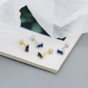 Mini Rectangular Gemstone Stud Earrings - MLYH066