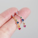 Colorful Gemstone Tassel Dangle Earrings - MLYH072