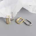 Metallic Oval Pave Hoop Earrings - MLYH074