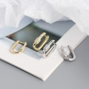 Metallic Oval Pave Hoop Earrings - MLYH074