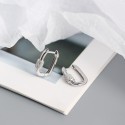 Metallic Oval Pave Hoop Earrings - MLYH074