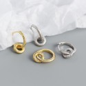 Metallic Double Circle Hoop Earrings - MLYH078