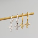 Sparkling Dotted Cross Dangle Earrings - MLYH110