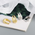 Metallic Style Spiral Textured Hoop Earrings - MLYH118