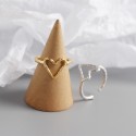 Tinfoil Textured Heart Shaped Open Ring - MLYH121