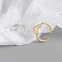 Tinfoil Textured Heart Shaped Open Ring - MLYH121