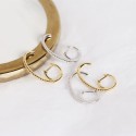 Statement Pave Hook Shaped Hoop Earrings - MLYH124