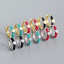 Minimalist Round Gemstone Hoop Earrings - MLYH134