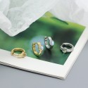 Casual Solitaire Gemstone Hoop Earrings - MLYH173