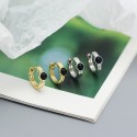 Casual Solitaire Gemstone Hoop Earrings - MLYH173
