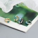 Casual Solitaire Gemstone Hoop Earrings - MLYH173