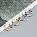 Metallic Hexagon Hoop Earrings - MLYH189