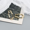 Metallic Hexagon Hoop Earrings - MLYH189