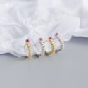 Sparkling Gem Row Hoop Earrings - MLYH207