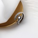 Vintage Chain and Square Gem Open Ring - MLYH216